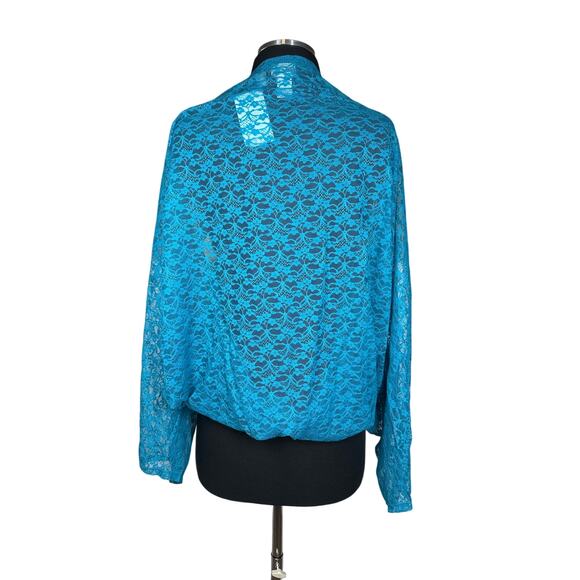 LOGO by Lori Goldstein Women's Lace Shrug Top Size 4X / 5X Blue A397997 Annika - Picture 5 of 10